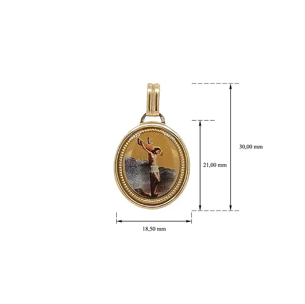 Медальон из полированного желтого золота с изображением Христа на кресте