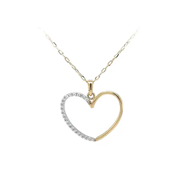 Золотая подвеска Сердце с цирконами