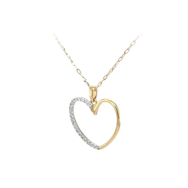 Золотая подвеска Сердце с цирконами