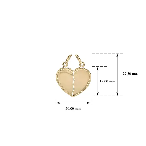 Золотая подвеска Сердце для двоих
