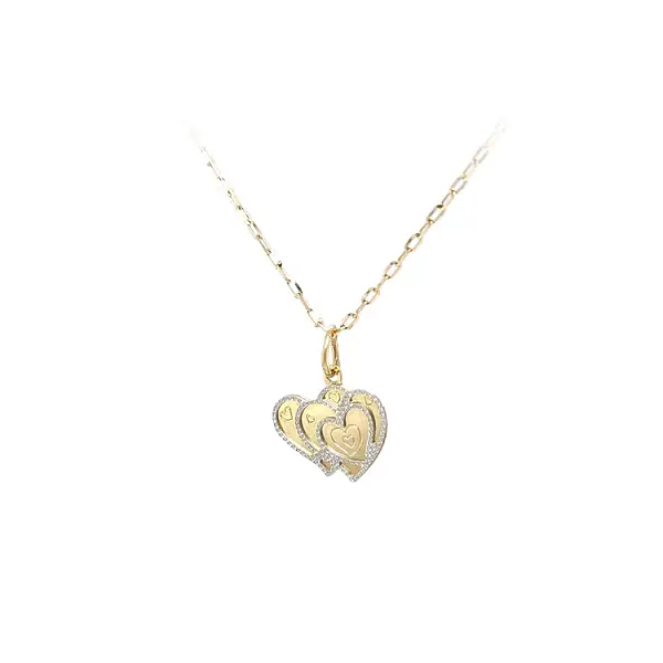 Золотая подвеска Сердечки