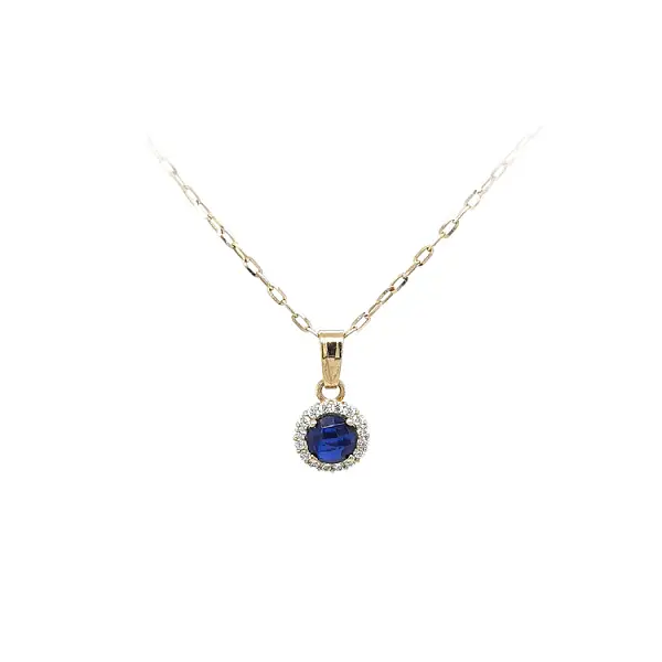 Золотая подвеска с голубым камнем