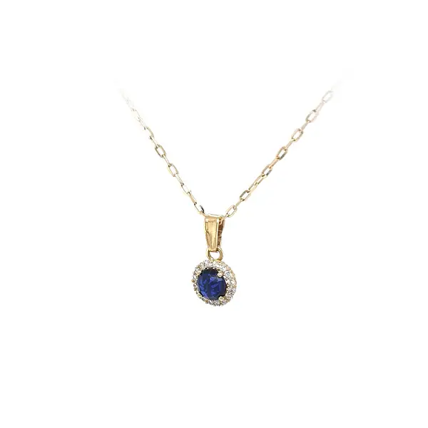 Золотая подвеска с голубым камнем