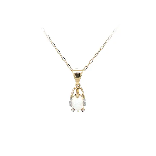 Золотая подвеска с опалом и цирконами