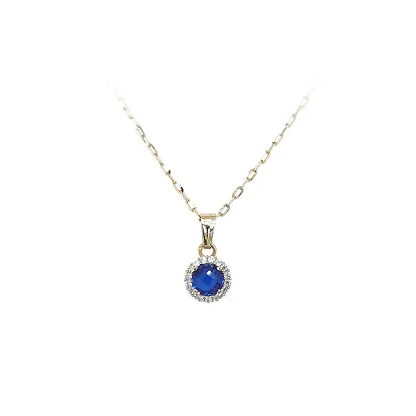 Золотая подвеска с голубым камнем