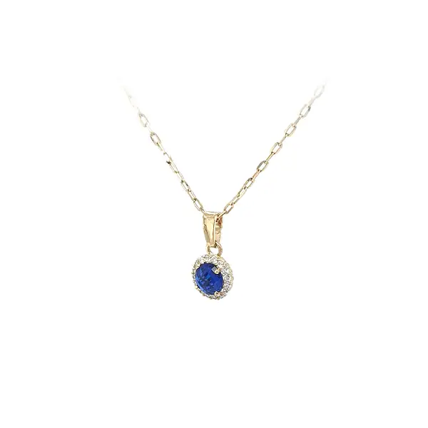 Золотая подвеска с голубым камнем