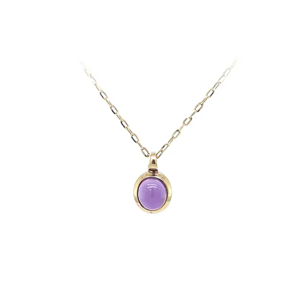 Золотая подвеска с фиолетовым камнем