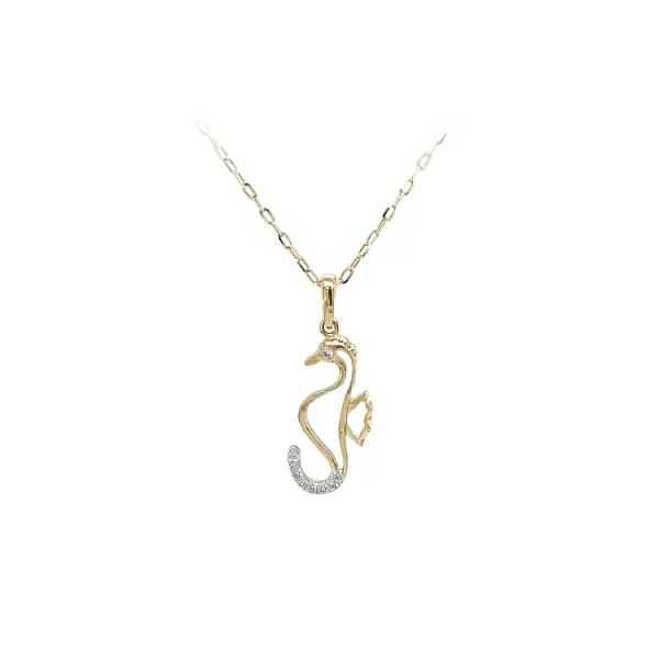 Золотая подвеска Морской конек с цирконами