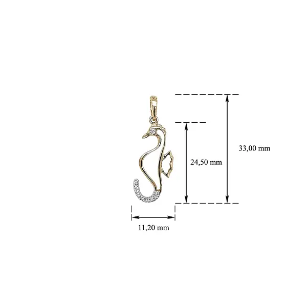 Золотая подвеска Морской конек с цирконами
