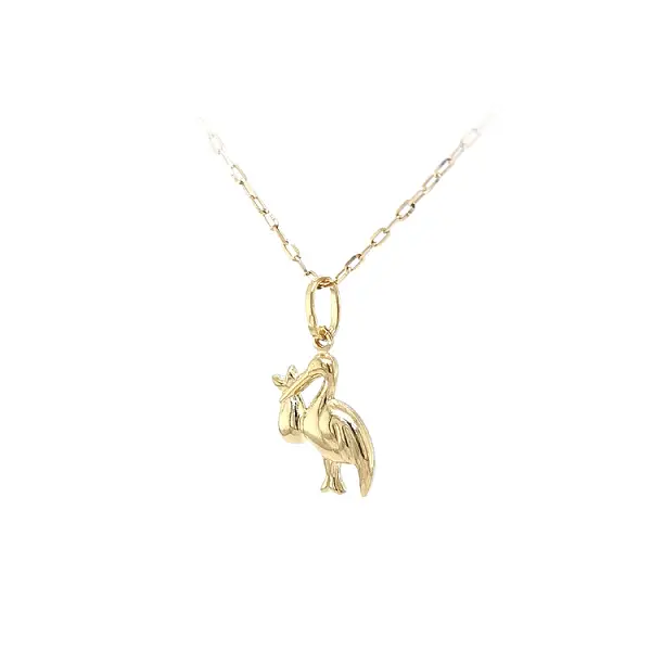 Золотая подвеска Аист с младенцем