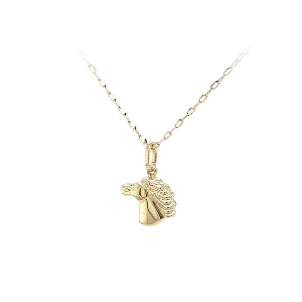 Золотая подвеска с изящным мотивом в виде головы лошади