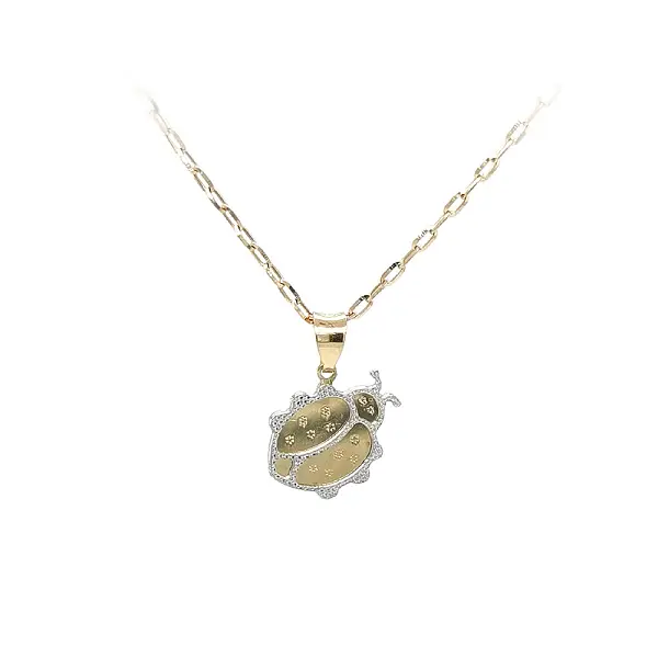 Кулон Божья коровка из комбинированного золота