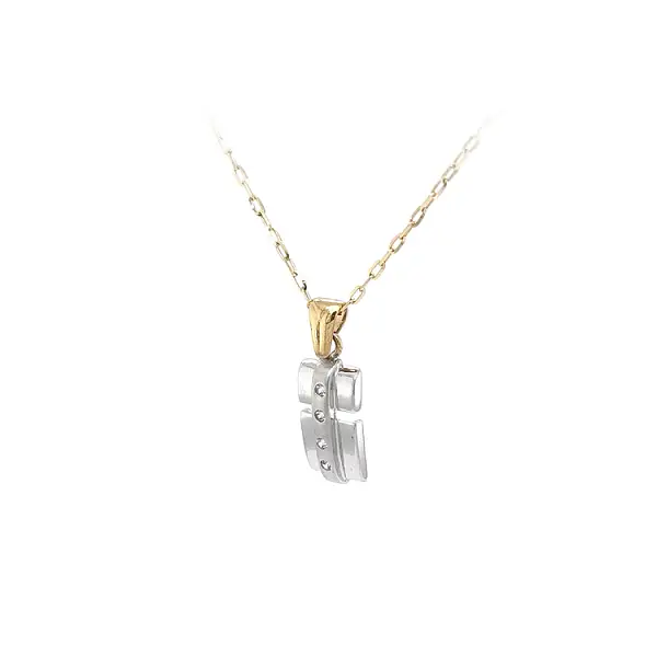 Золотая подвеска с цирконами из комбинированного золота