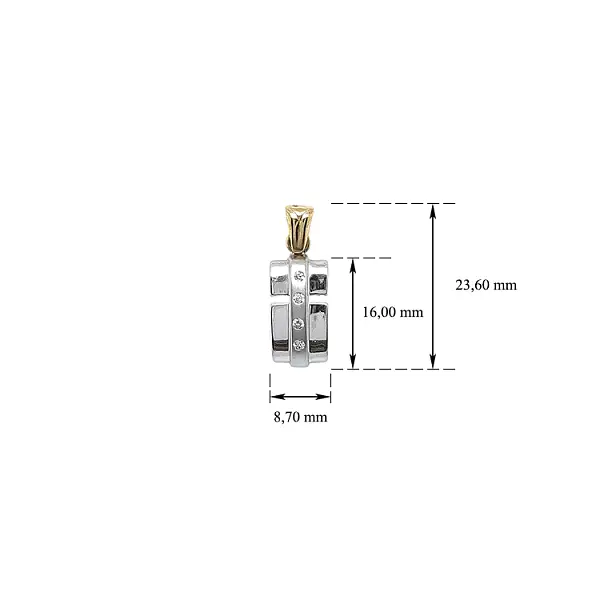 Золотая подвеска с цирконами из комбинированного золота