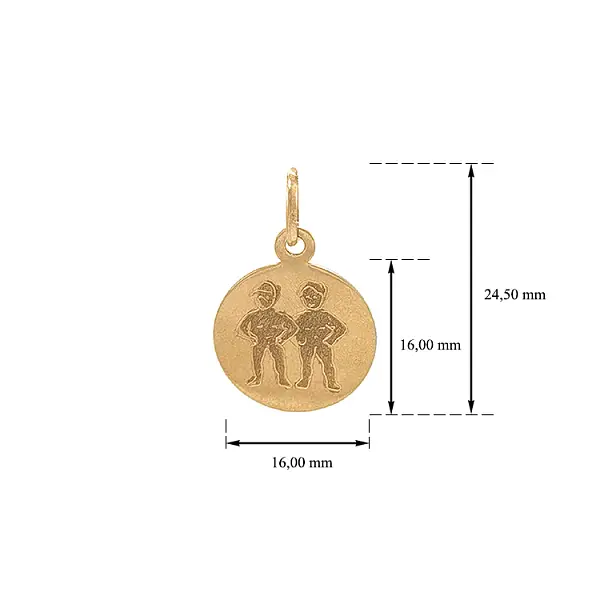 Золотая подвеска Знак близнецов