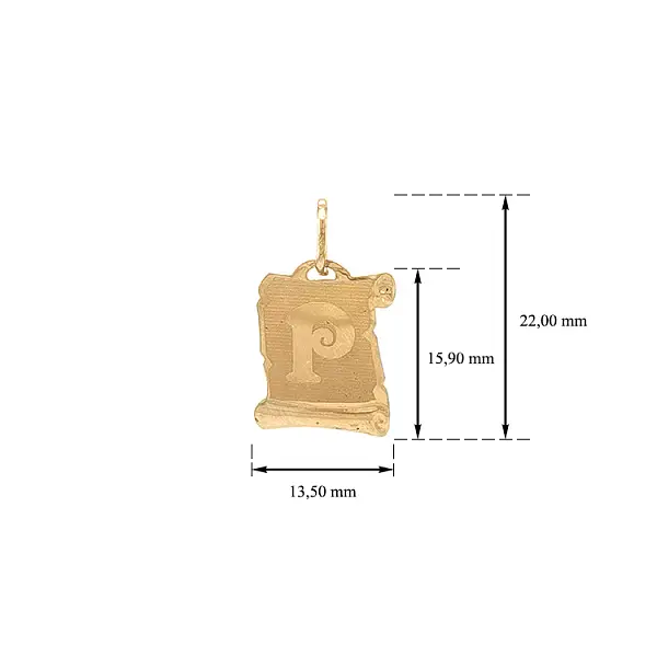 Золотая подвеска Буква P