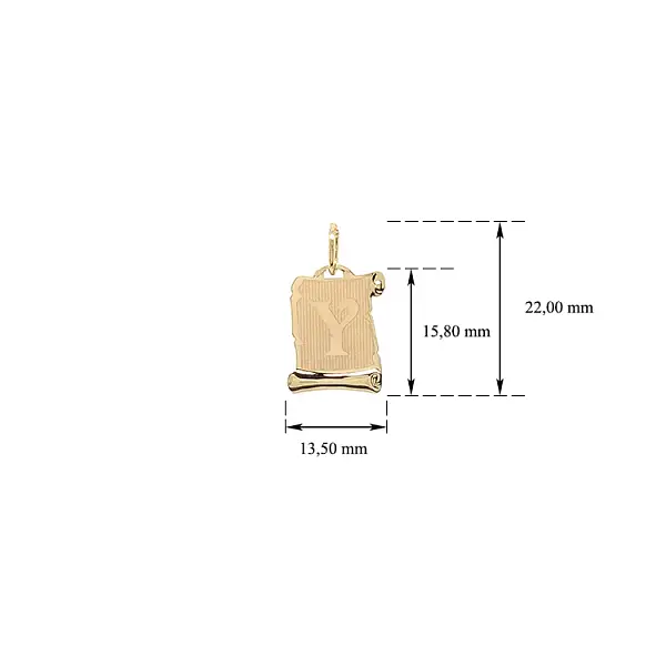 Золотая подвеска Пергаментная буква Y
