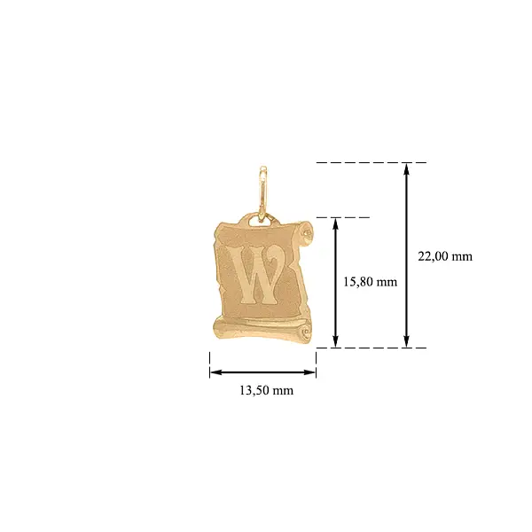 Золотая подвеска Буква W