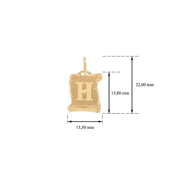 Золотая подвеска Буква H