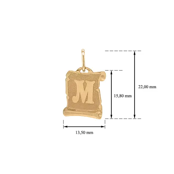 Золотая подвеска Буква М