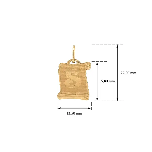 Золотая подвеска Буква S