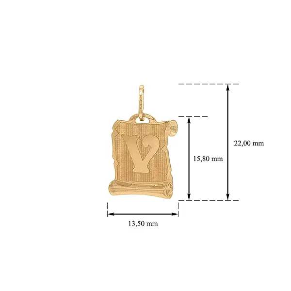 Золотая подвеска Буква V