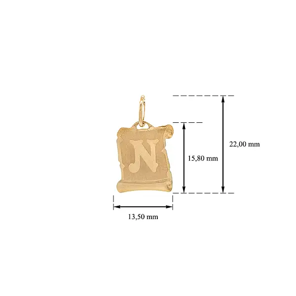 Золотая подвеска Буква N