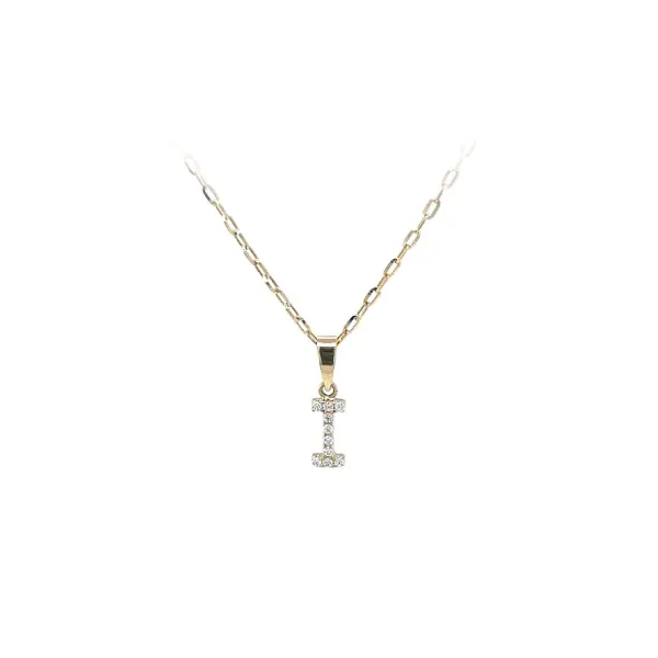 Золотая подвеска Буква I с цирконами