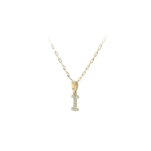 Золотая подвеска Буква I с цирконами