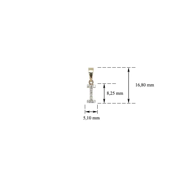 Золотая подвеска Буква I с цирконами