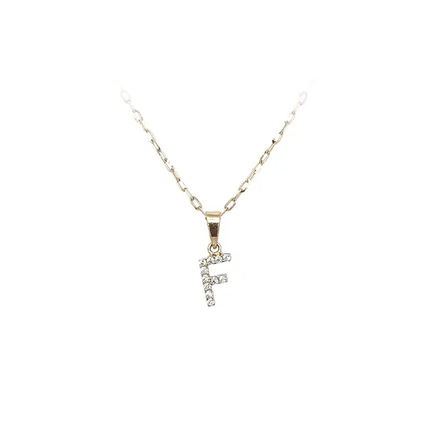 Золотая подвеска Буква F с цирконием