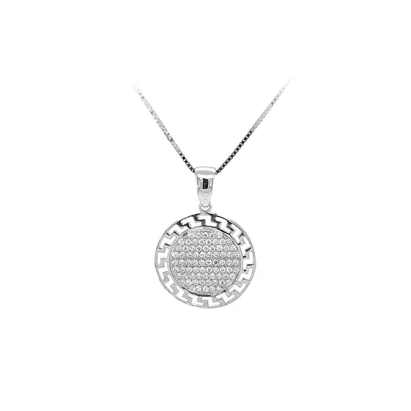 Кулон с цирконами из белого золота