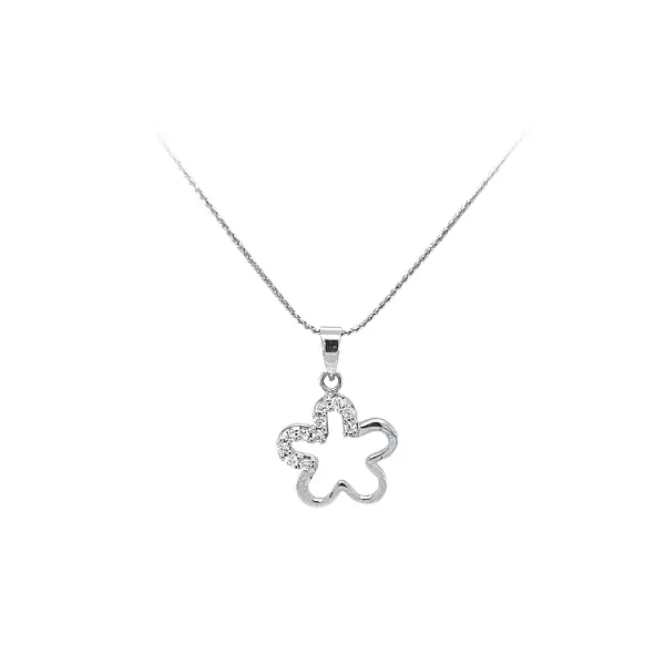 Кулон с цирконами из белого золота