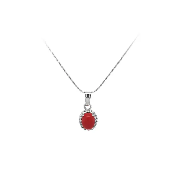 Кулон с кораллом и цирконами