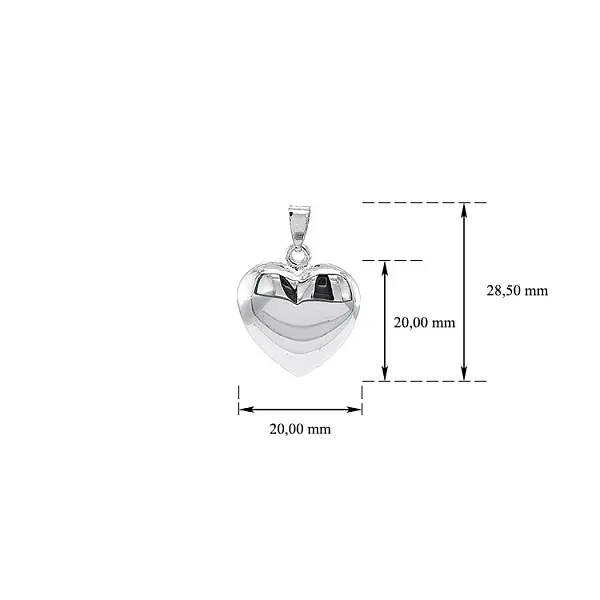 Кулон Сердце из белого золота
