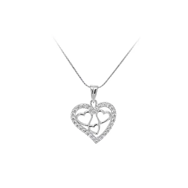 Кулон Сердце с цирконами