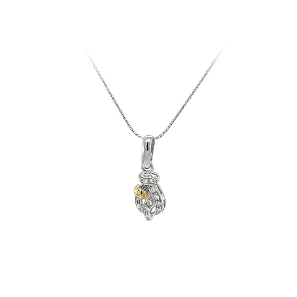 Подвеска с цирконами из комбинированного золота