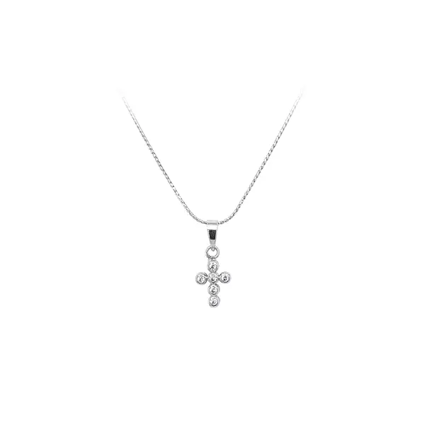 Крест с цирконами из белого золота