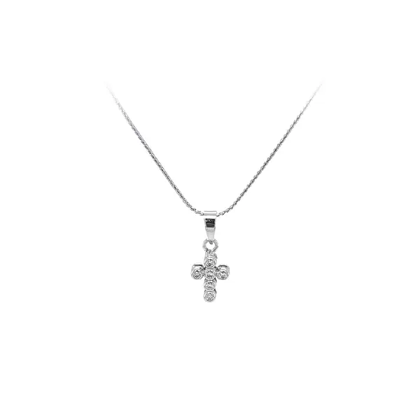 Крест с цирконами из белого золота