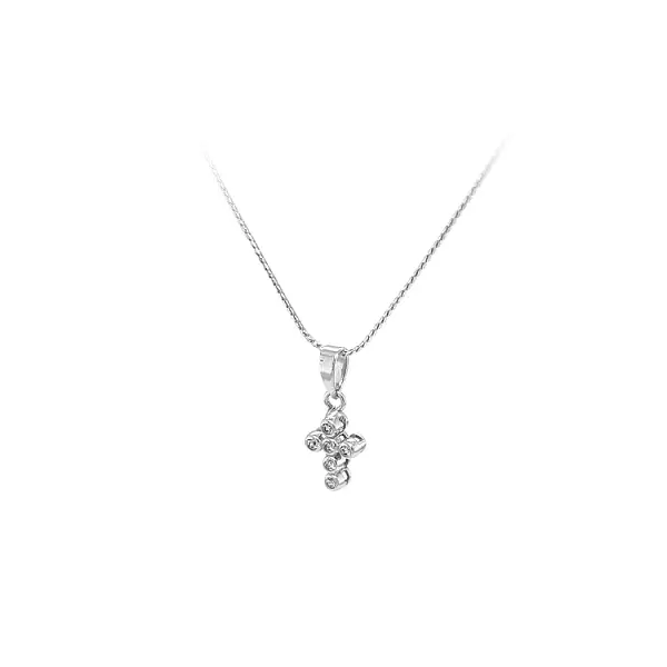 Крест с цирконами из белого золота