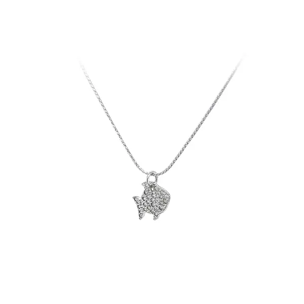 Кулон Рыба с цирконами из белого золота