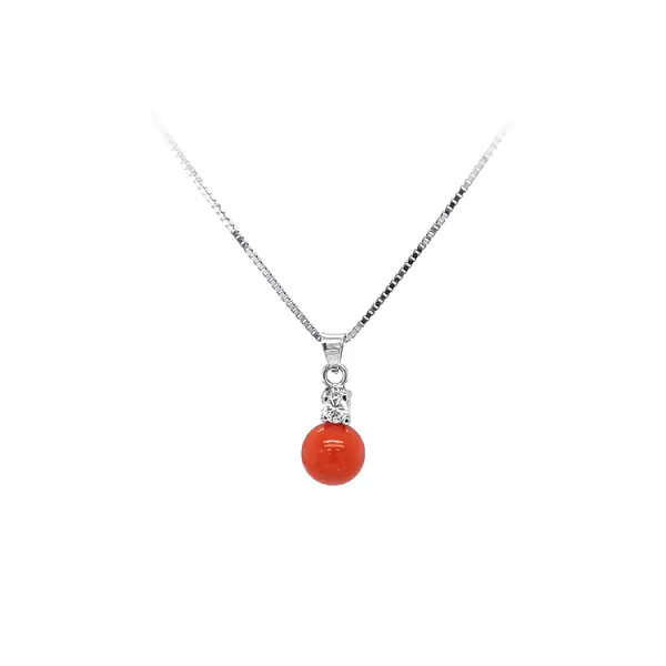 Кулон с кораллом из белого золота