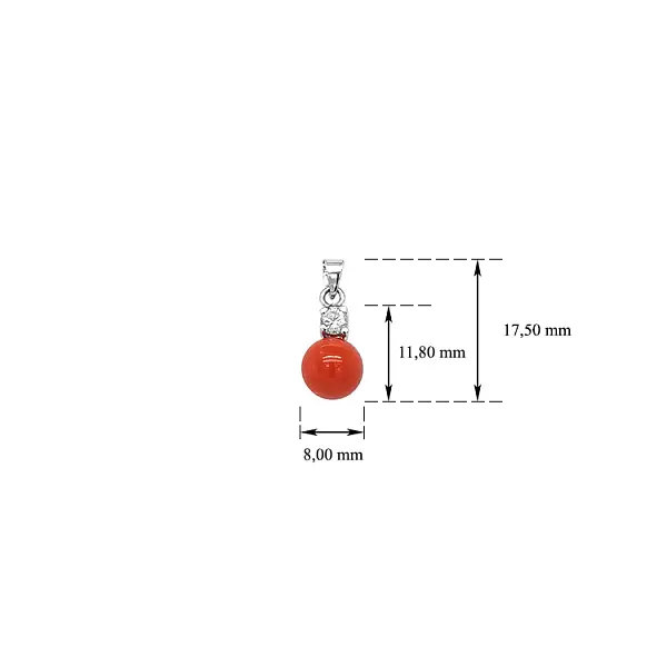 Кулон с кораллом из белого золота