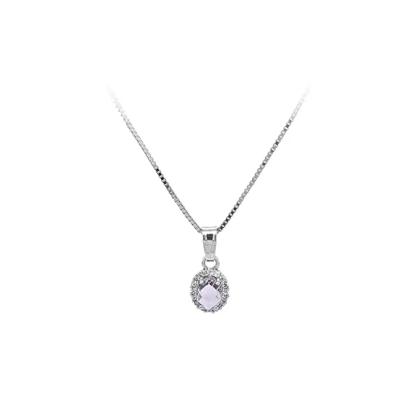 Подвеска с фиолетовым камнем из белого золота