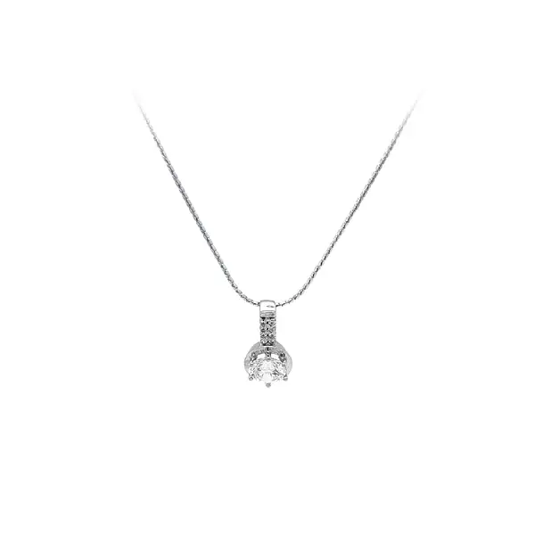 Кулон с цирконами из белого золота