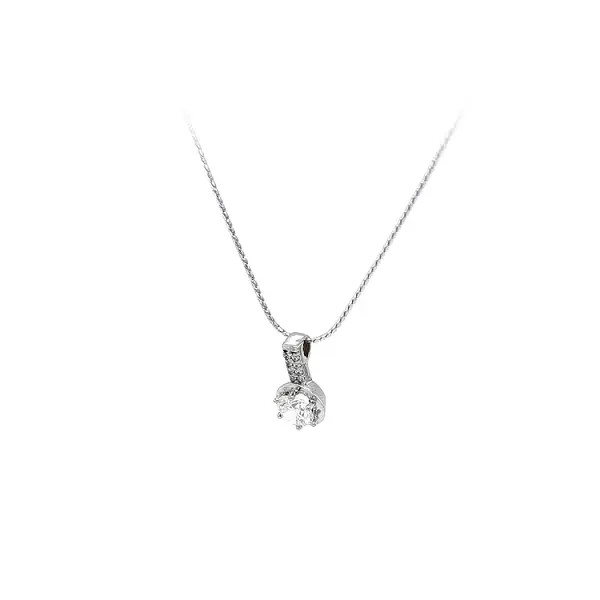 Кулон с цирконами из белого золота