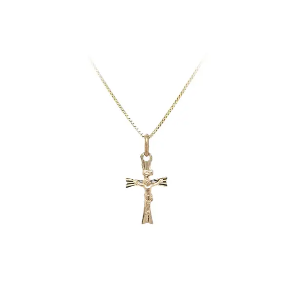 Золотая подвеска Крест с Иисусом Христом
