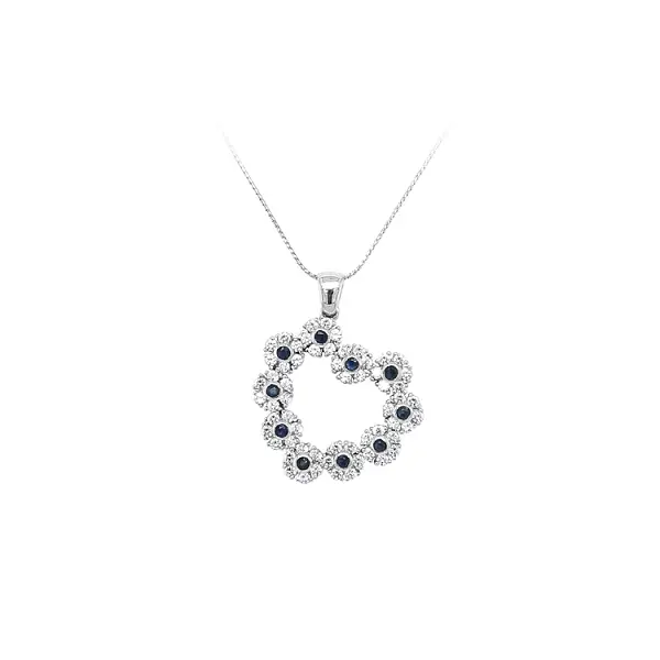 Кулон Сердце с голубым камнем