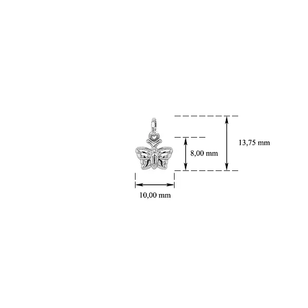 Подвеска Бабочка из белого золота