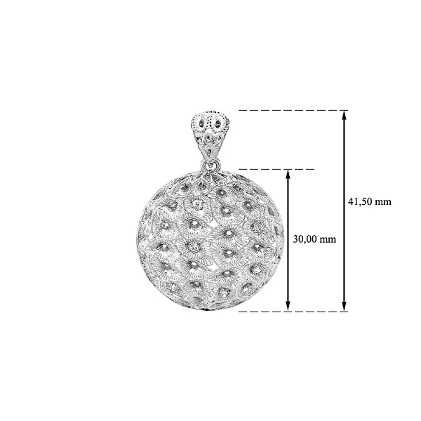 Подвеска из белого золота с кубическим цирконием